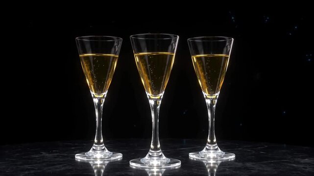 Edle Champagnergl&auml;ser auf Obsidian