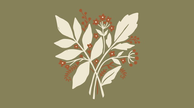 Minimalist floral bouquet vector illustration on green background