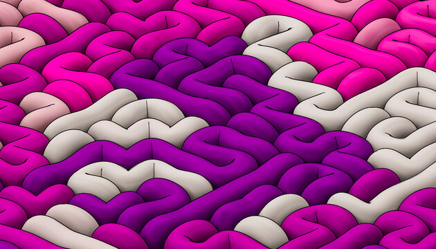 Purple and magenta soft maze field with cream winding channels illustration