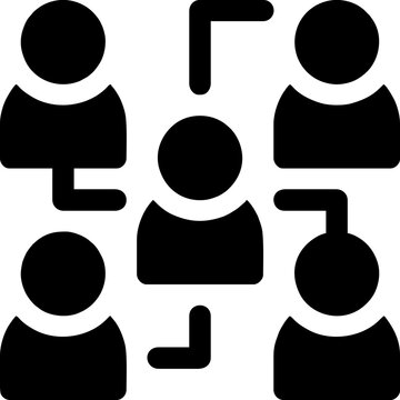 Organizational hierarchy icon with connected people silhouettes