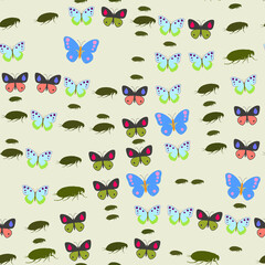 Seamless pattern of butterflies and insects © gilang