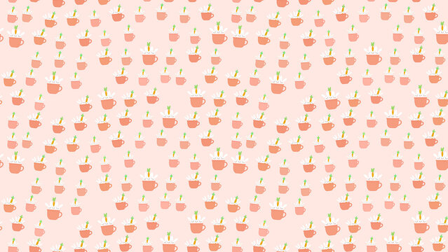 Seamless pattern of cups with carrots and bunny ears
