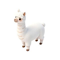 Fototapeta premium Cute Cartoon Alpaca Standing On Plain White Background