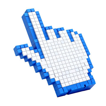 3D Pixelated Computer Mouse Cursor Click Icon