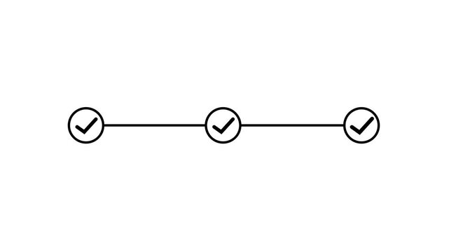 3 step infographic process with check mark. infographic step by step process sign animation, motion graphics of step process success with check marks