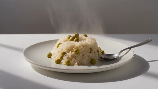 Minimalist Jamaican Rice and Peas on a Flat White Plate