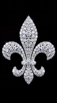 Diamond Fleur-de-lis Luxury Jewel Emblem on Black Background