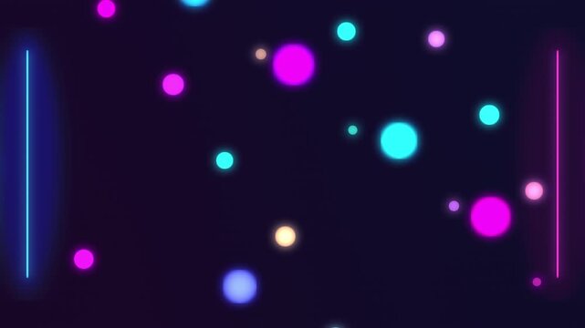 Neon glowing circles and glowing dots loop motion graphic background