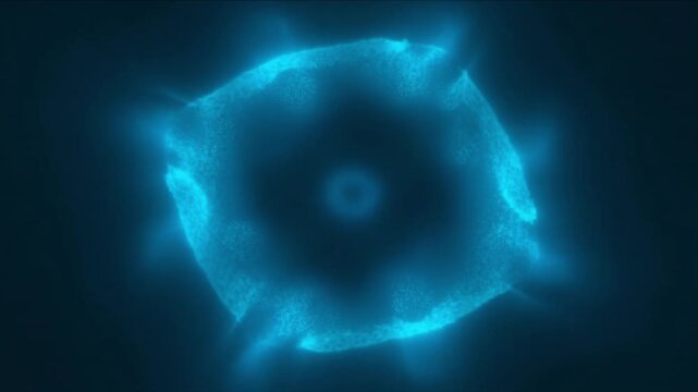暗視野空間に広がる光子密度エネルギー場と均一な体積雲のCG映像