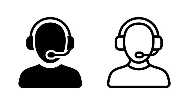 Customer support service agent icon set with headset communication
