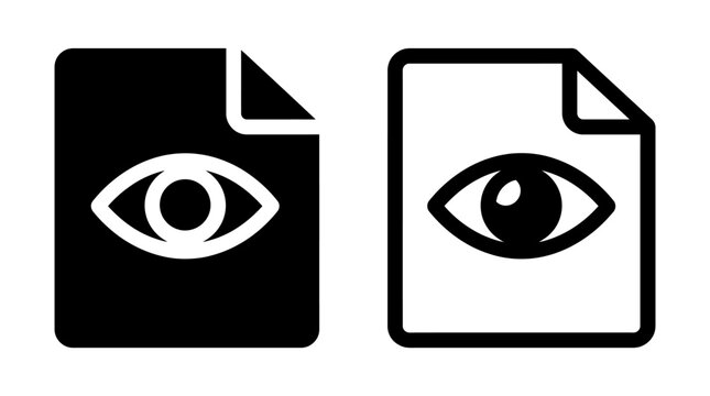 Document file preview icons in solid and outline style with document