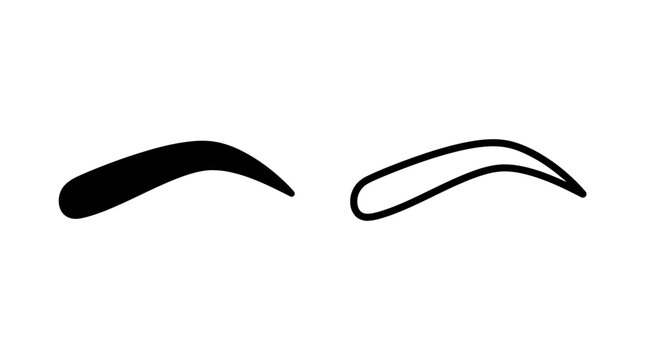 Set of eyebrow shaping icons in solid and line art styles with cosmetic