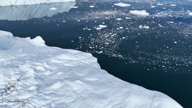 Pareidolia polar bear face shaped iceberg in arctic ocean