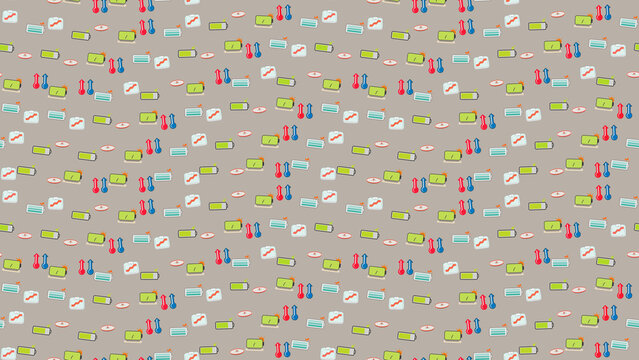 Battery and Thermometer Icons Pattern