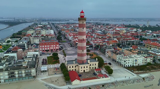 Lighthouse at Dawn on an Overcast Coast