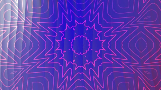 Purple kaleidoscopic neon mandala overlay pattern for design projects needing a hypnotic, symmetrical, geometric, and digital art aesthetic.