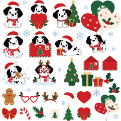 Obraz premium Cute Dalmatian Dog Christmas Holiday Clipart Set