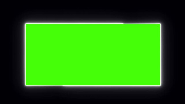 Frame neon rectangle lights streaming on black background. Abstract border frame rotating movement footage. Laser border moving frame motion. Striking footage will appear amidst the neon light lines.