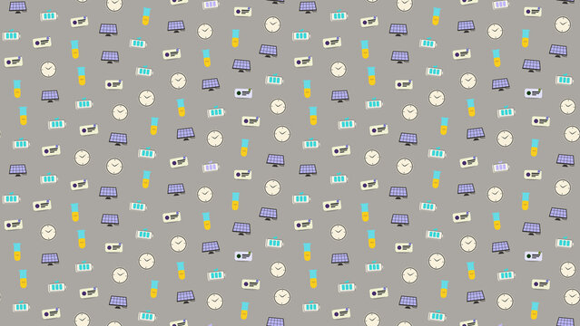 Seamless pattern of science and energy icons