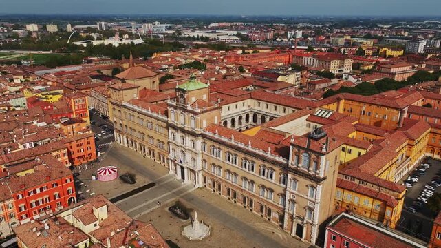 Aerial drone view of Palazzo Ducale di Modena in Modena, Italy