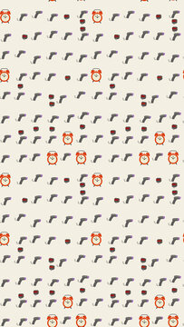 Pattern of alarm clocks and barcode scanners