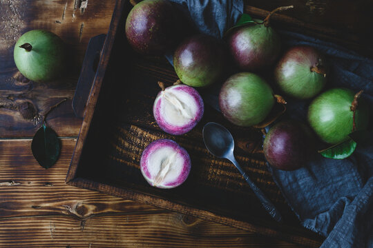Fresh Starapples on the old wood