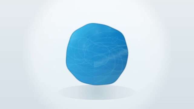 Blue water circle with fluid motion, swirling waves, and expanding ripples creating a calm abstract animation.