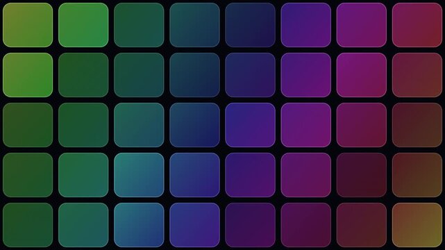 Looping multicolor gradient square grid with smooth color transitions