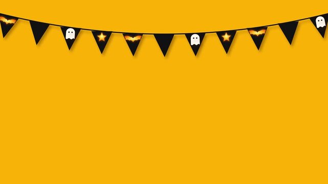 Black pennant bunting on a yellow background
