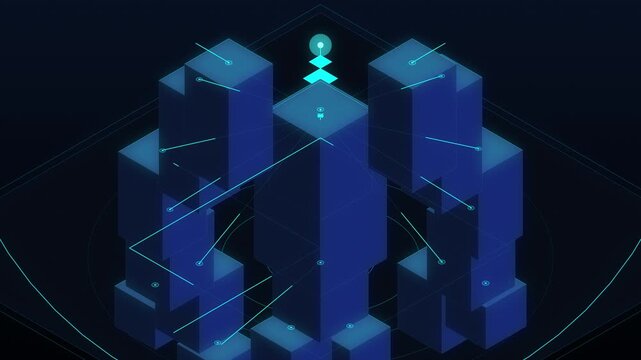 pixel art cyber structure, isometric futuristic technology, digital cyberspace loop, sci-fi server network and matrix element