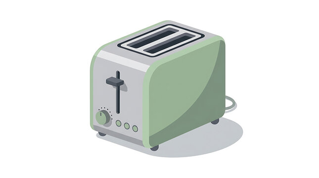 Isometric Green Toaster Illustration for Kitchen Appliance Catalogs and Modern Home Product Designs