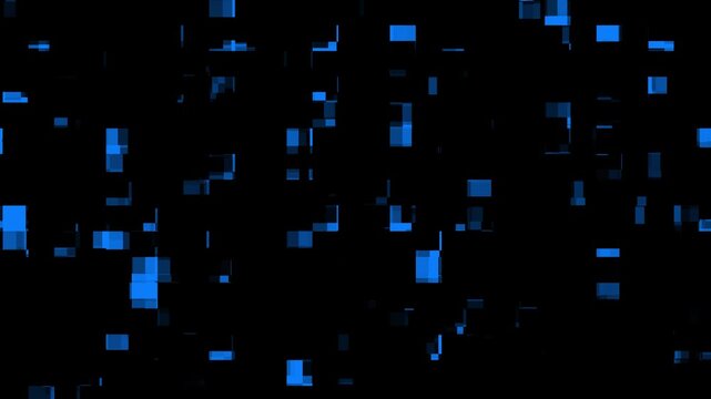 Glitch effect animation displays digital transmission noise across dark. Cyberspace data distortion data coordinates guide glitch effect. Suites use glitch effect.