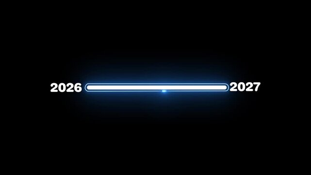 Loading bar animation transitions progress between chronological years. System timeline milestone data updates across loading bar. Consoles operate with loading bar.