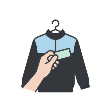 Street fashion enthusiast customizing a jacket in a clean pastel outline icon