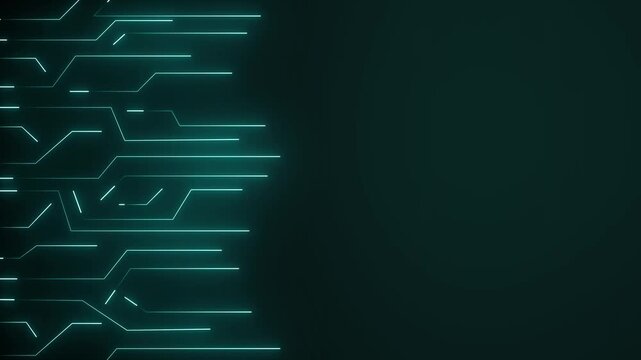 Circuit board lines animation displays technical motherboard pathways. Electronic processor computing data routes on circuit board lines. Hardware consoles use lines.
