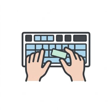 Hobbyist building a mechanical keyboard in a clean pastel outline icon