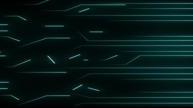 Circuit board pattern animation displays interconnected technical lines. Processor hardware data routes on circuit board. Computing consoles use pattern online.