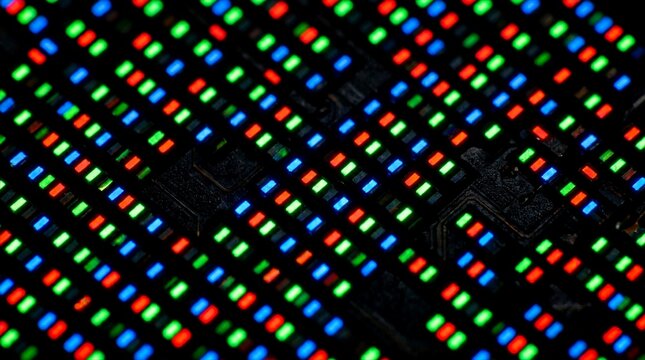Extreme Macro Glowing RGB OLED Screen Subpixel Grid Texture