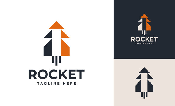 Rocket launch takeoff logo designs template, Minimalist innovation dynamic technology logo designs concept