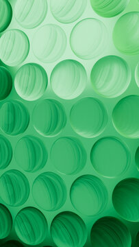 Abstract green striped spheres in vertical repeating pattern