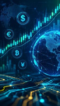 Futuristic Abstract Background with Global Digital Network, Earth, Internet Technology, Data Communication and Cyber World Concept