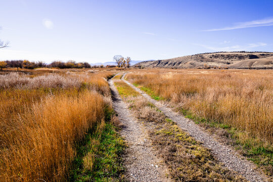 Smal gravel road near Dillon Montana in the Southwest part of th