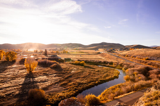 Beaverhead River landscape scenic shot from an overlook viewpoin