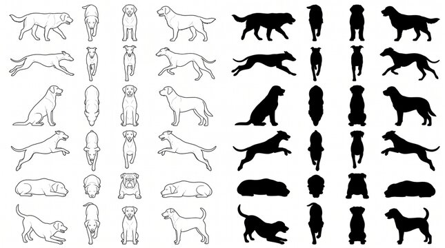 Dog Animal Action CAD Blocks Top View Front and Side Elevation