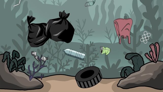 Marine Ecosystem Before and After Ocean Pollution 2D Animation