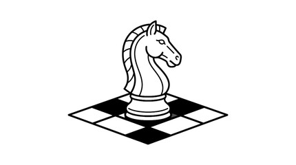 black and white chess knight piece on transparent background © siti