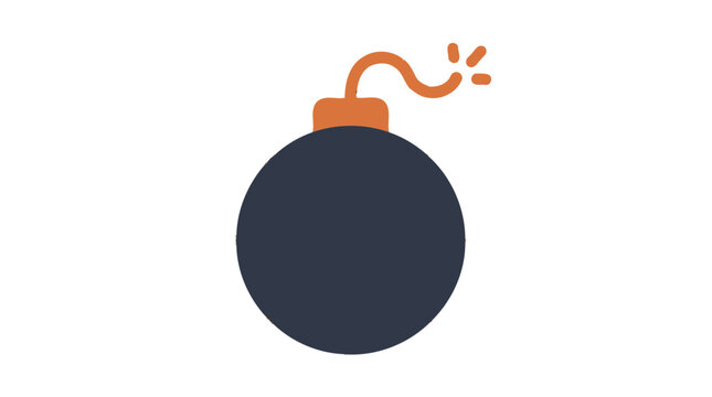 Cartoon bomb with yellow fuse on a white background