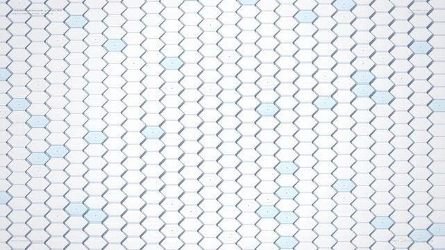 Abstract white corporate hexagon grid background with light blue geometric mosaic honeycomb texture 3D render backdrop 4K