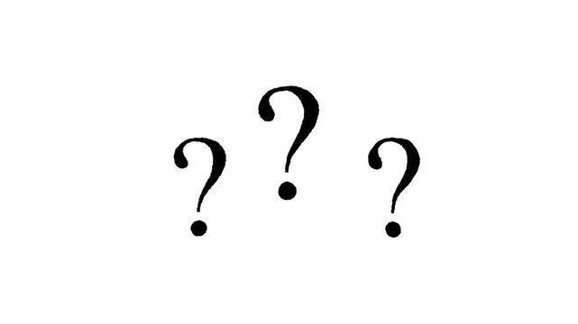 Animated white question mark symbol floating on white background uncertainty, and the need for answers or solutions