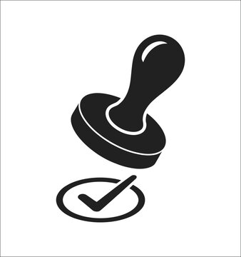 Approved stamp icon, official rubber seal for verified documents, certified approval, authorization, validation, confirmation, quality assurance vector illustration